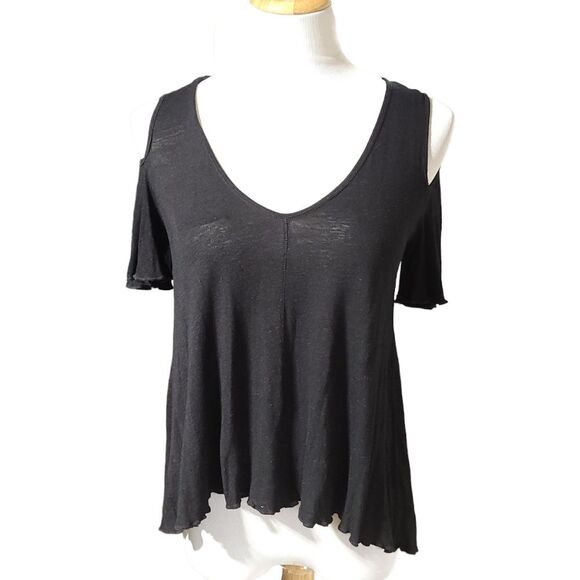 Free People Bittersweet Cold Shoulder Tee*Black* XSmall - Picture 2 of 12